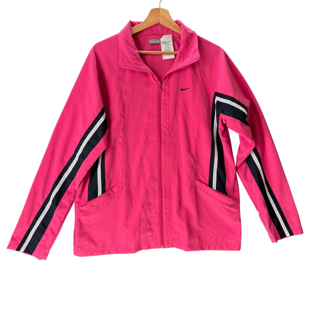 Nike Vintage Track Jacket‎ Womens LT Pink Y2K Full Zip Athletic Stripe